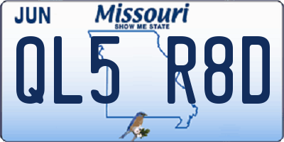 MO license plate QL5R8D