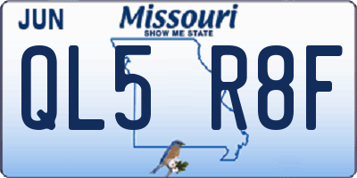 MO license plate QL5R8F