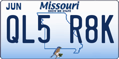 MO license plate QL5R8K