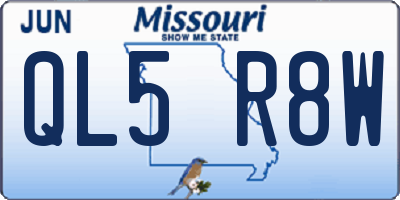 MO license plate QL5R8W