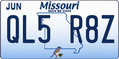 MO license plate QL5R8Z