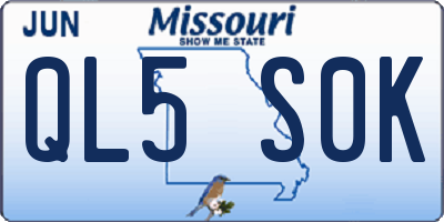 MO license plate QL5S0K
