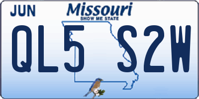 MO license plate QL5S2W