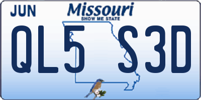 MO license plate QL5S3D