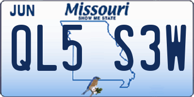 MO license plate QL5S3W