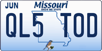 MO license plate QL5T0D
