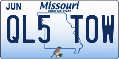 MO license plate QL5T0W