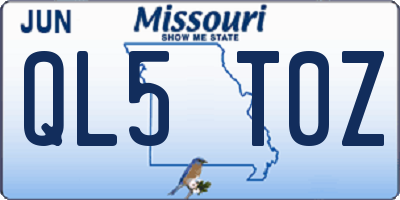 MO license plate QL5T0Z