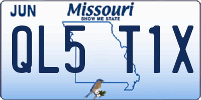 MO license plate QL5T1X