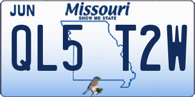 MO license plate QL5T2W