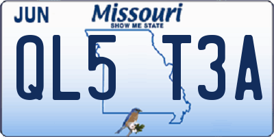 MO license plate QL5T3A