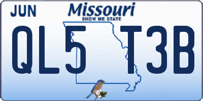 MO license plate QL5T3B