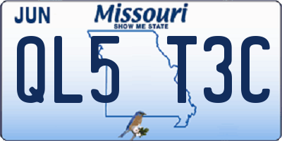 MO license plate QL5T3C