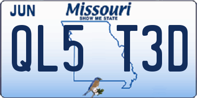 MO license plate QL5T3D