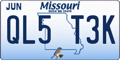 MO license plate QL5T3K