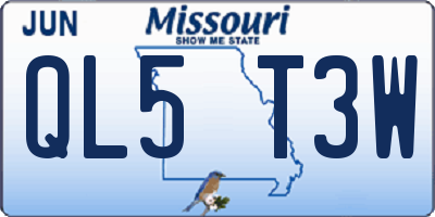 MO license plate QL5T3W