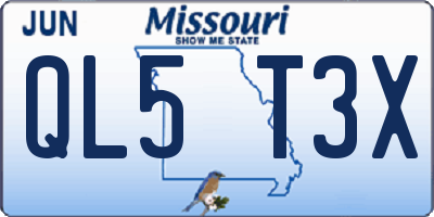 MO license plate QL5T3X