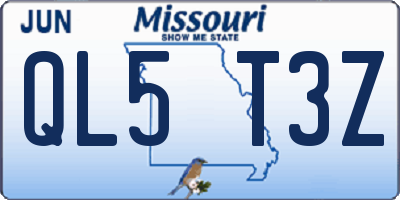 MO license plate QL5T3Z