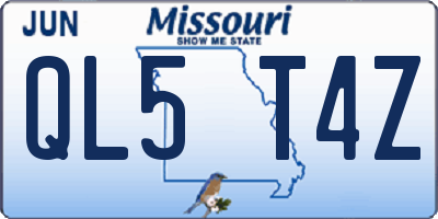 MO license plate QL5T4Z
