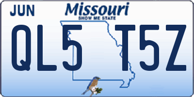 MO license plate QL5T5Z
