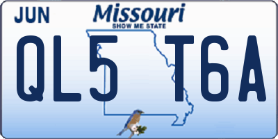MO license plate QL5T6A