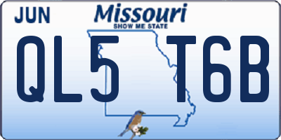 MO license plate QL5T6B