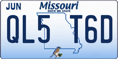 MO license plate QL5T6D
