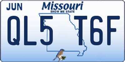 MO license plate QL5T6F