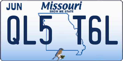 MO license plate QL5T6L
