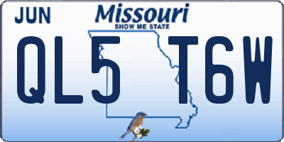MO license plate QL5T6W