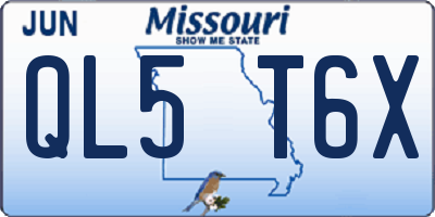 MO license plate QL5T6X