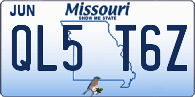 MO license plate QL5T6Z