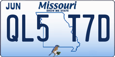 MO license plate QL5T7D