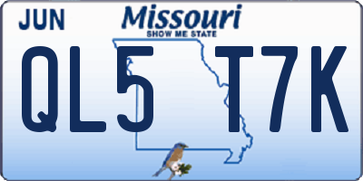 MO license plate QL5T7K