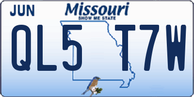 MO license plate QL5T7W