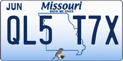 MO license plate QL5T7X