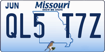 MO license plate QL5T7Z