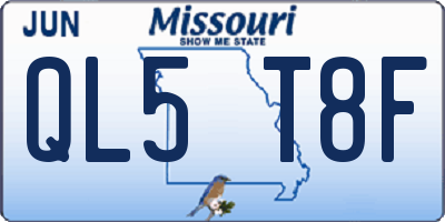 MO license plate QL5T8F