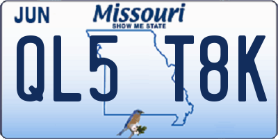 MO license plate QL5T8K
