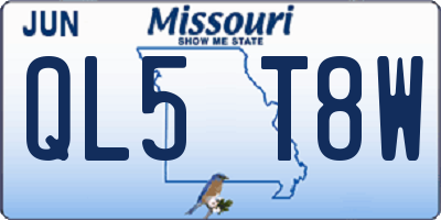 MO license plate QL5T8W
