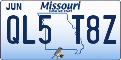 MO license plate QL5T8Z