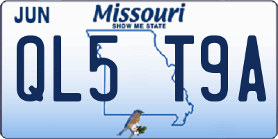 MO license plate QL5T9A