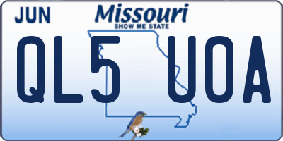 MO license plate QL5U0A