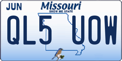 MO license plate QL5U0W