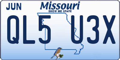 MO license plate QL5U3X