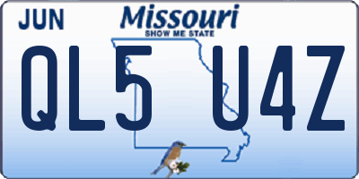MO license plate QL5U4Z