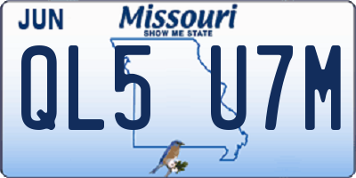 MO license plate QL5U7M