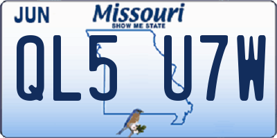 MO license plate QL5U7W