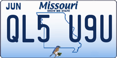 MO license plate QL5U9U