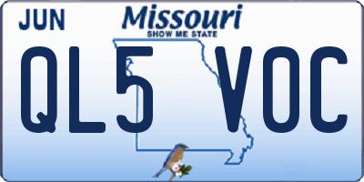 MO license plate QL5V0C